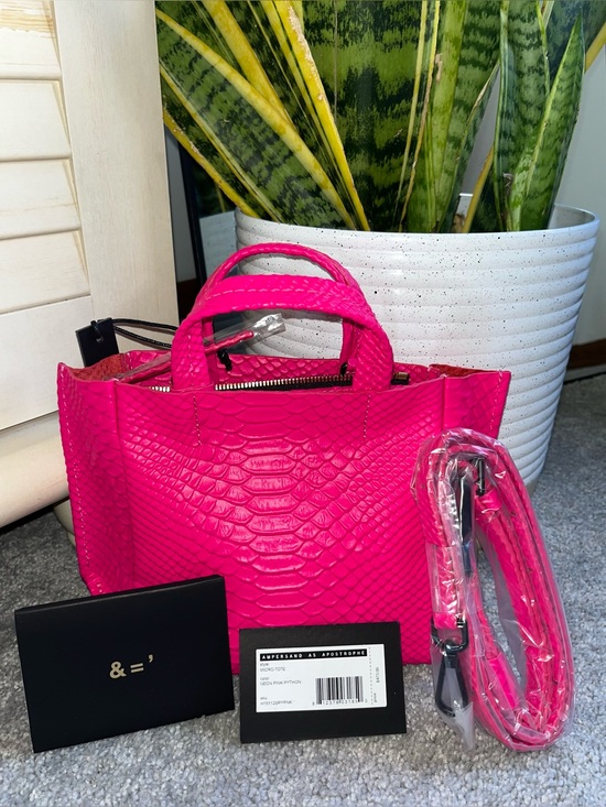 Ampersand As Apostrophe Handbags - NWT Ampersand as Apostrophe Genuine Leather Micro Tote in Neon Pink Python